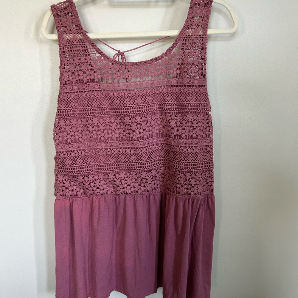 Lane Bryant crochet Lace Detail Pink Sleeveless tunic top 18/20
